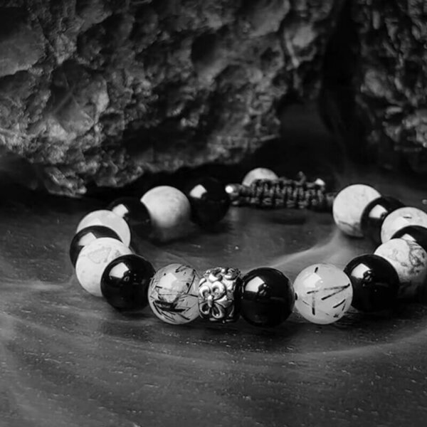 Close-up of Black Rutilated Quartz’s needle-like rutile for spiritual purification and negative energy elimination