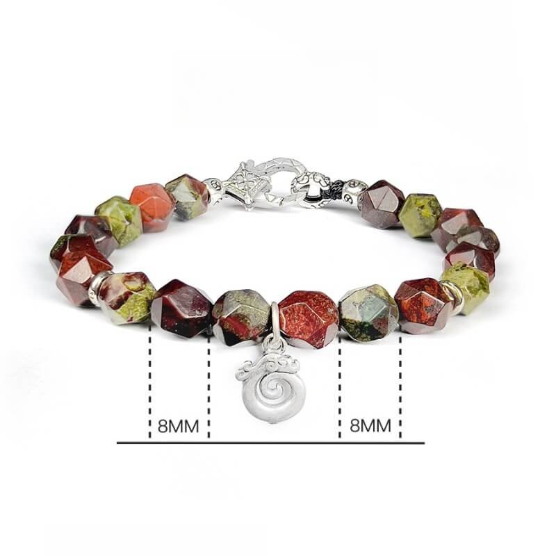 Woman wearing personalized Dragon Guardian bracelet for daily protection and emotional warmth