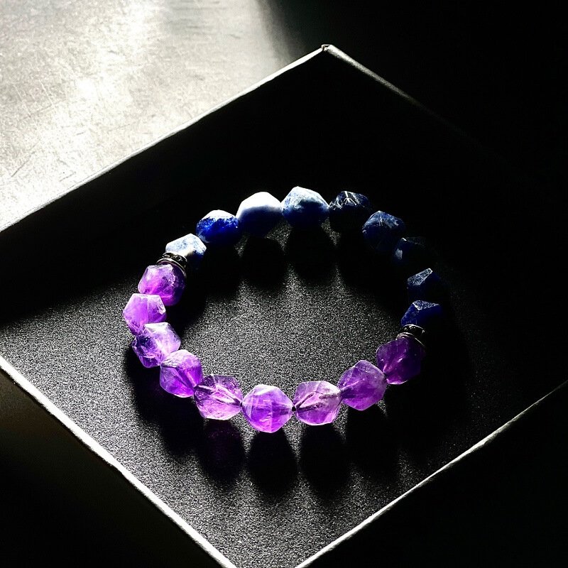 Woman in business attire wearing Blue-veinstone bracelet for Throat Chakra confidence in meetings