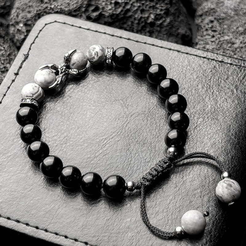 Woman wearing the Dragon Claw bracelet for Solar Plexus inspiration and artistic expression