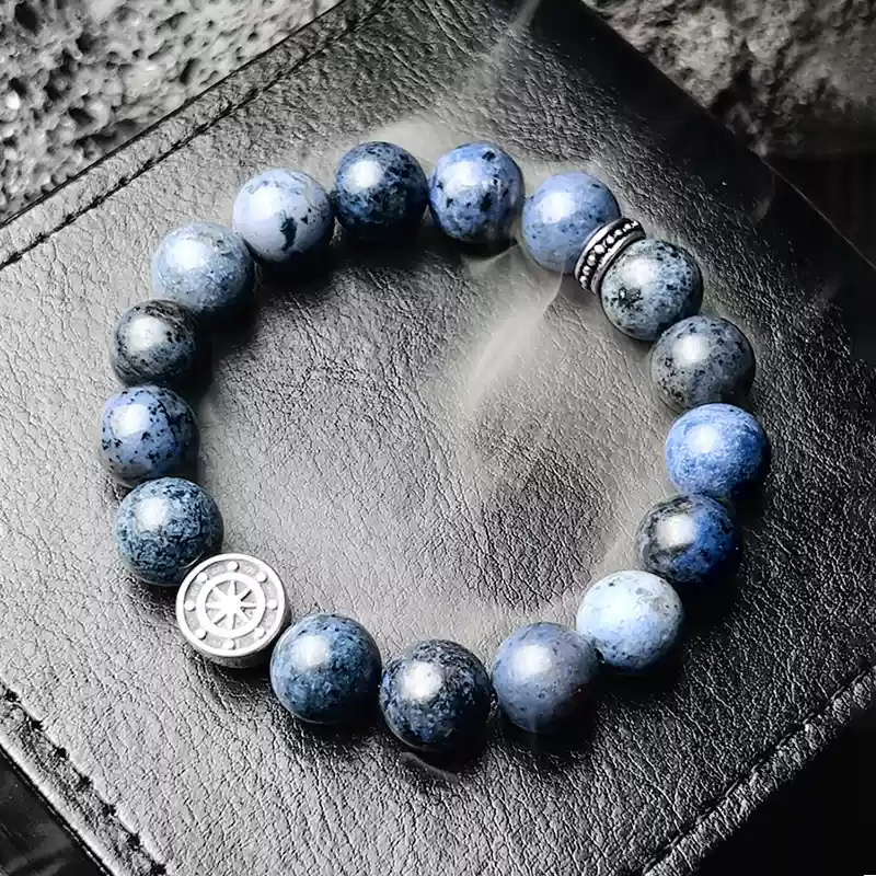 Ladies’ Dumortierite bracelet in S size (5.9–6.3") – minimalist design boosts Throat Chakra self-expression and social charm.