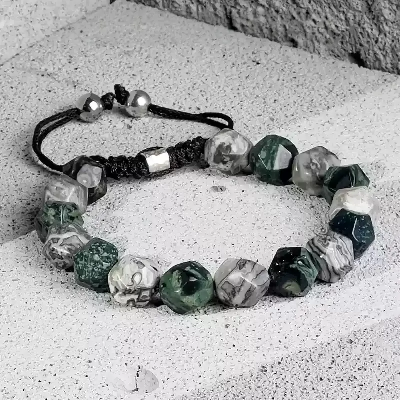 Close-up of Map Stone’s landscape-like patterns for Throat Chakra clarity and visionary thinking