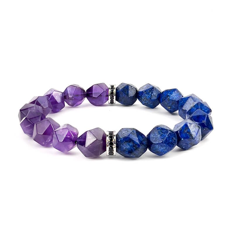 Amethyst Blue-veinstone Energy Bracelet for Crown and Throat Chakra Harmony