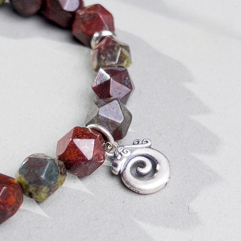Root and Heart chakra diagram for Dragon Guardian bracelet, balancing protection and emotional vitality