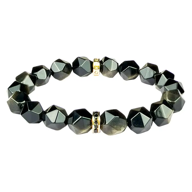 Gold Sheen Obsidian wealth Bracelet with Golden Veins for Root Chakra Wealth