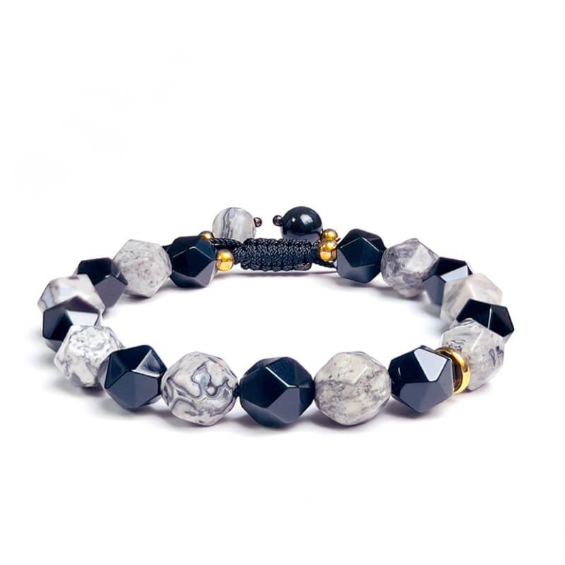 Original Energy Bracelet with Obsidian & Picasso Stones - Unique Design for Energy Balance and Style