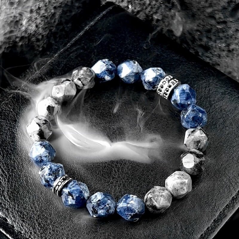 Throat Chakra Blue Spot Stone Bracelet with 10mm Beads – Blue Gemstone for Communication, Creativity, and Throat Chakra Alignment