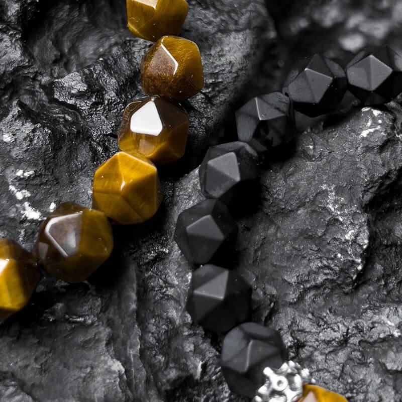 Close-up of Tiger’s Eye’s golden chatoyant stripes for Solar Plexus willpower and leadership energy