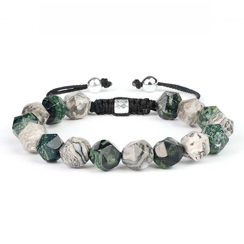 Quezai Stone Map Stone Energy Bracelet with Handwoven Design for Chakra Balance
