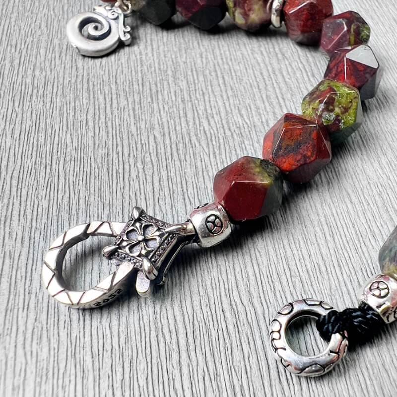 Adjustable wrist size guide for Dragon Guardian bracelet with dragon scale bead arrangement, fits XS to XL