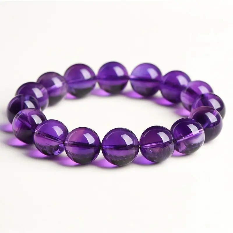 Main image of natural high-quality Uruguayan amethyst bracelet for third-eye chakra healing